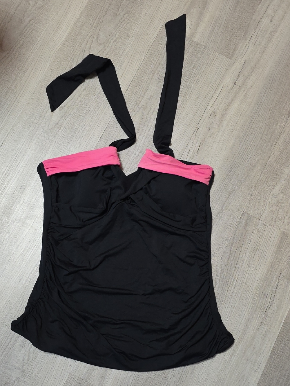 Anne Cole Black Swim Top with Hot Pink Accents
